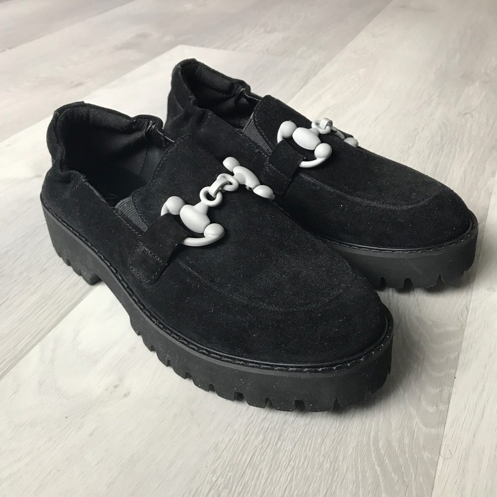 MATISSE SUEDE LEATHER HUTCH LOAFERS BLACK WOMENS 8.5
